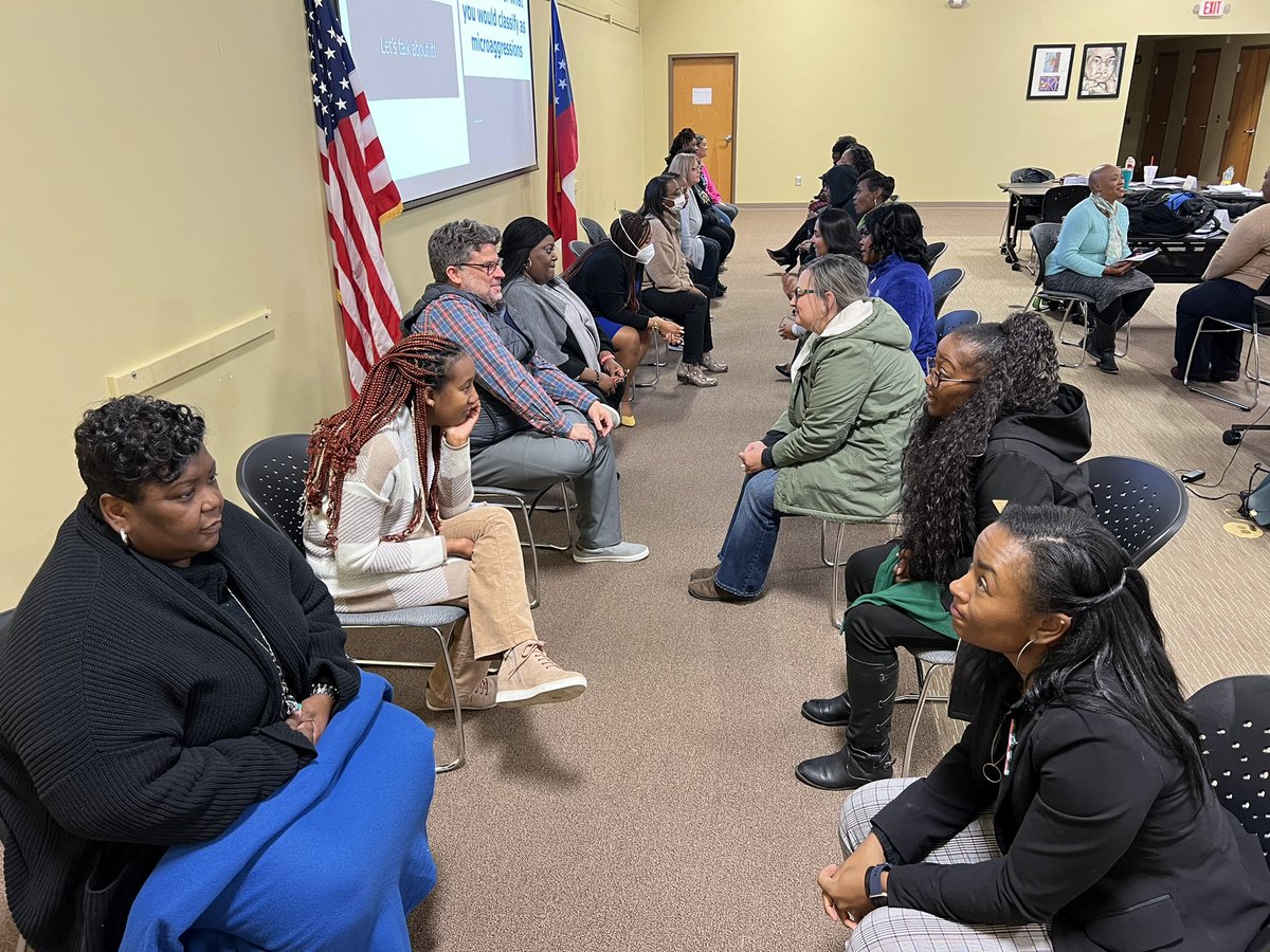 Meldfloyd's tweet photo. Bibb Leaders Academy hard at work learning about Implicit Bias and Microaggressions with Tonya Parker from Mercer University. @BibbSchools @dan_a_sims @BibbLearning https://t.co/akdw6pQ7ZF