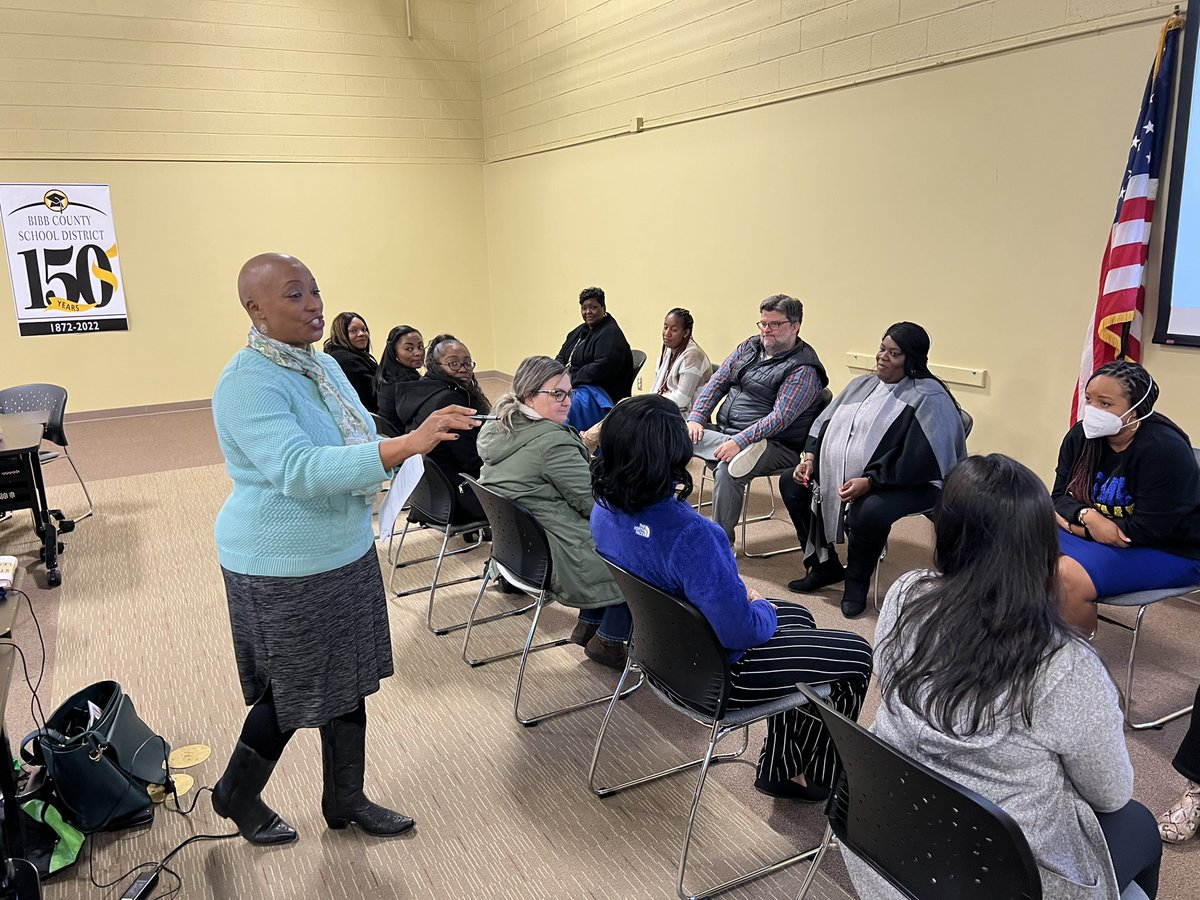 Meldfloyd's tweet photo. Bibb Leaders Academy hard at work learning about Implicit Bias and Microaggressions with Tonya Parker from Mercer University. @BibbSchools @dan_a_sims @BibbLearning https://t.co/akdw6pQ7ZF
