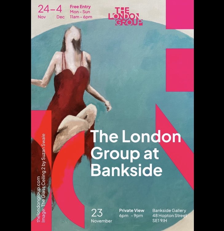 The second version of our invitation  to the annual members’ show ⁦@BanksideGallery⁩

PV: 6 - 9 pm, Wed 23 November 

The painting is by #SuzanSwale who will be taking part in a major exhibition, Women in Revolt, which opens at Tate Britain in 2023