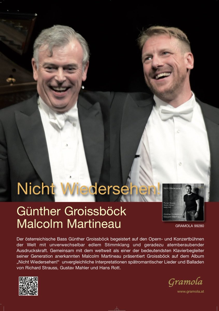 Günther Groissböck (@ggboeck) on Twitter photo ‼️available now‼️ NICHT WIEDERSEHEN on <a href="/iTunes/">iTunes</a> <a href="/AppleMusic/">Apple Music</a> <a href="/SpotifyUSA/">Spotify USA</a> ….
Best songs by #richardstrauss #gustavmahler and #hansrott together with the very best⭐️⭐️⭐️⭐️⭐️<a href="/pianomalk/">Malcolm Martineau</a> 🎹 ‼️available now‼️ NICHT WIEDERSEHEN on <a href="/iTunes/">iTunes</a> <a href="/AppleMusic/">Apple Music</a> <a href="/SpotifyUSA/">Spotify USA</a> ….
Best songs by #richardstrauss #gustavmahler and #hansrott together with the very best⭐️⭐️⭐️⭐️⭐️<a href="/pianomalk/">Malcolm Martineau</a> 🎹