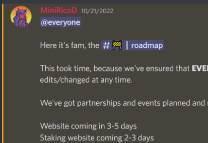 promises from hypos moderators on discord saying staking and a website would go live in less than a week