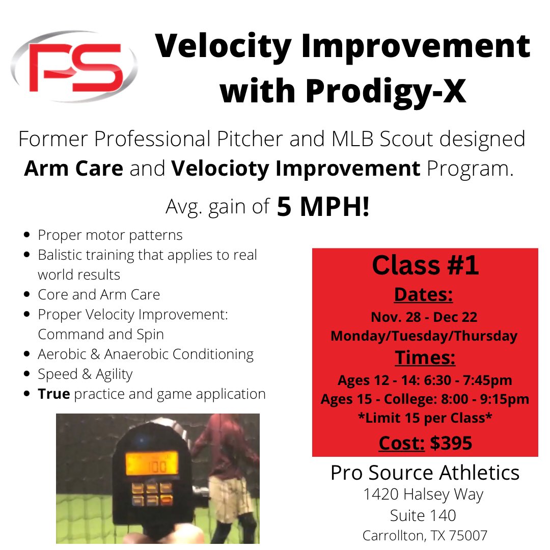 Our very popular Prodigy-X Velo Improvement program is back! Class #1 starts soon, so reserve your spot ASAP!

Register at: prosourceathletics.com/clinics

instagram.com/p/ClEe0G3pkSs/…