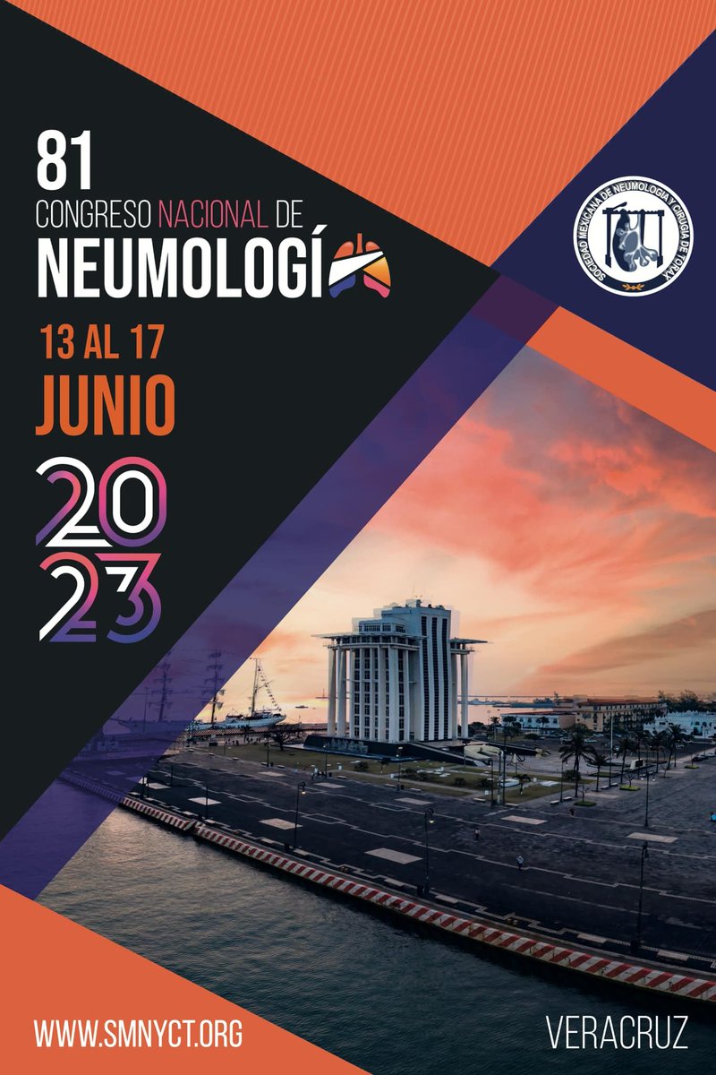 SMNYCT's tweet photo. SMNYCT, 81 Congreso Nacional de Neumología del 13 al 17 de junio de 2023, Centro de Convenciones, Boca del Río, Veracruz.
Sociedades hermanas: ATS, ALAT, ERS, FCCNCT, AAMR, SBPT, SERChile y SEPAR, además de otras personalidades de la neumología mundial.
https://t.co/tZ6hIisugR https://t.co/SQlqvd2gnC