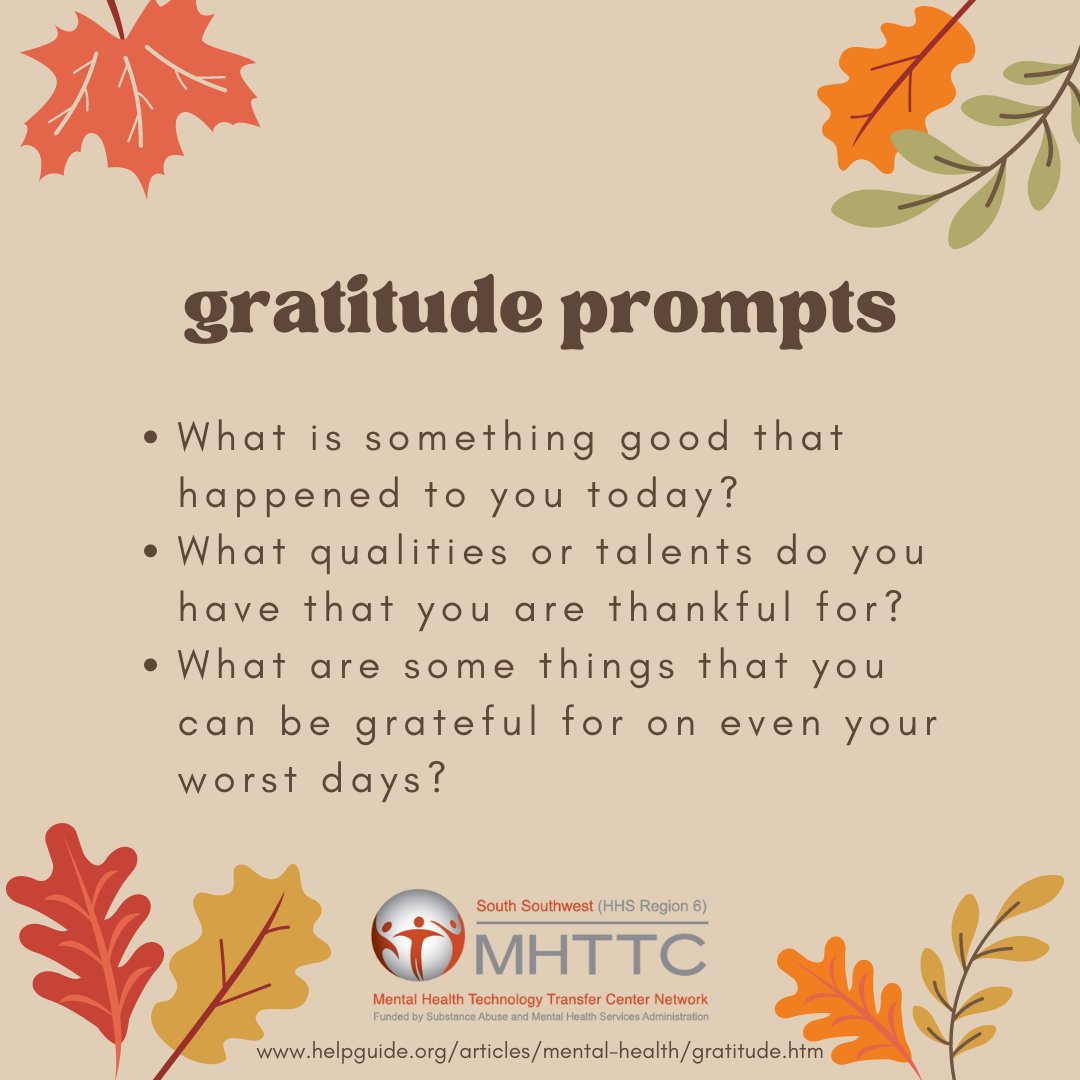 We invite you to take a moment to practice some #gratitude. Check out some prompts to guide your reflection 👇👇