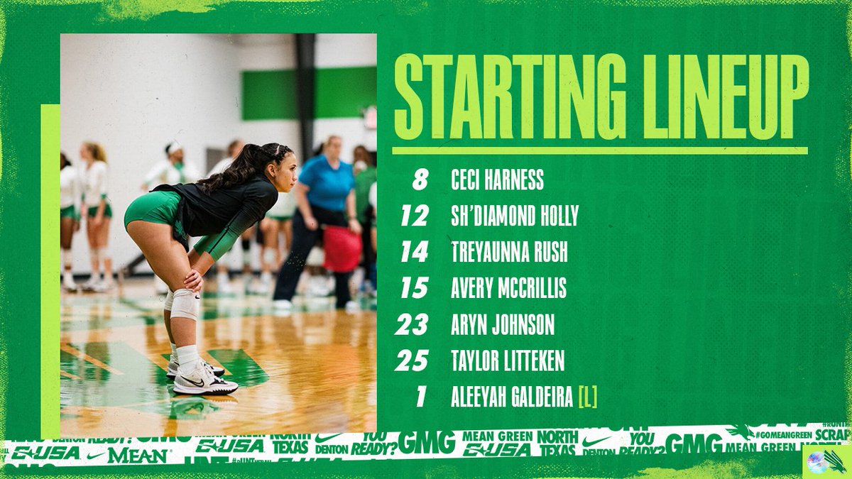 UNT Starters for the C-USA Quarterfinals 🆚 UAB

#GMG 🟢🦅