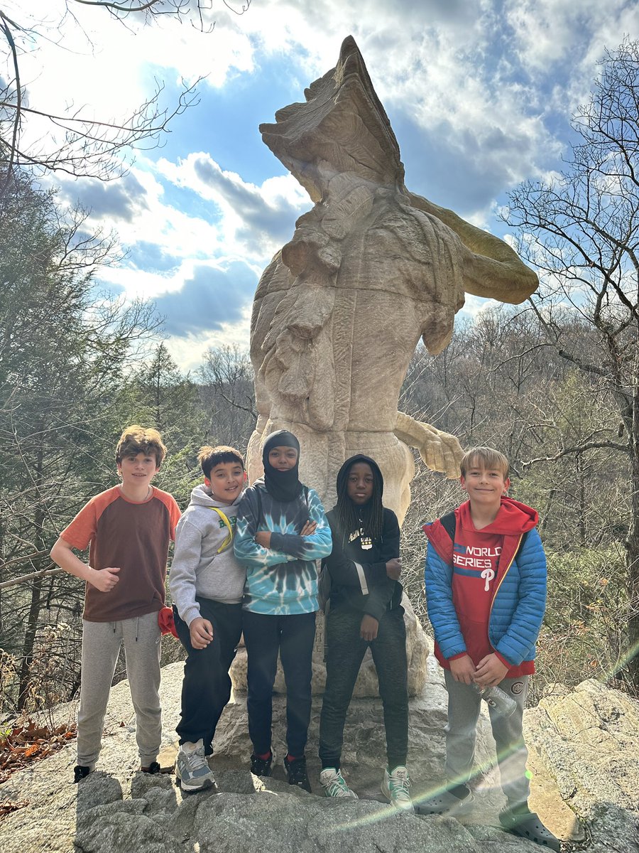 PCMiddle's tweet image. 7g takes an adventure in the Wissahickon this afternoon complete with a study of the Tedyuscung statue and a reflection on a Lenape prophecy.