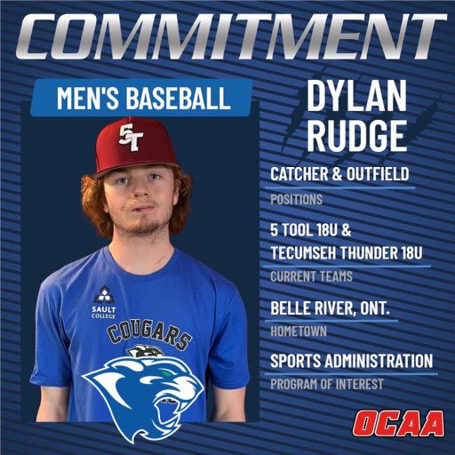 🚨🚨COMMITMENT ALERT 🚨🚨

Your Sault College Baseball team has signed our first recruit for the 2023 season.

Welcome Dylan to the cougar Family!🐾

#cougarpride🐾