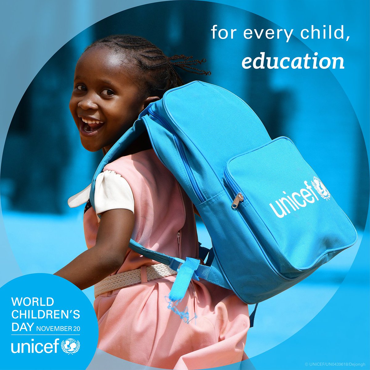 UN's tweet photo. Every child has a right to an education – no matter who they are or where they are from.

On Sunday's #WorldChildrensDay, @UNICEF is calling on world leaders to invest in quality education #ForEveryChild. https://t.co/x3u6JpLmUH https://t.co/twlenvm541