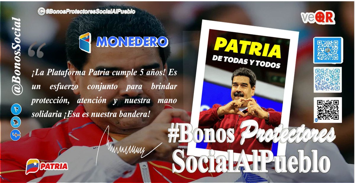 🖥️ Usuarios del #SstemaPatria recibirá la notificación a través del 3532.

¡La Plataforma Patria cumple 5 años! Es un esfuerzo conjunto para brindar protección, atención y nuestra mano solidaria ¡Esa es nuestra bandera!

<a href="/BonosSocial/">Bonos Protectores Social Al Pueblo</a> 
#PueblosUnidosYVictoriosos