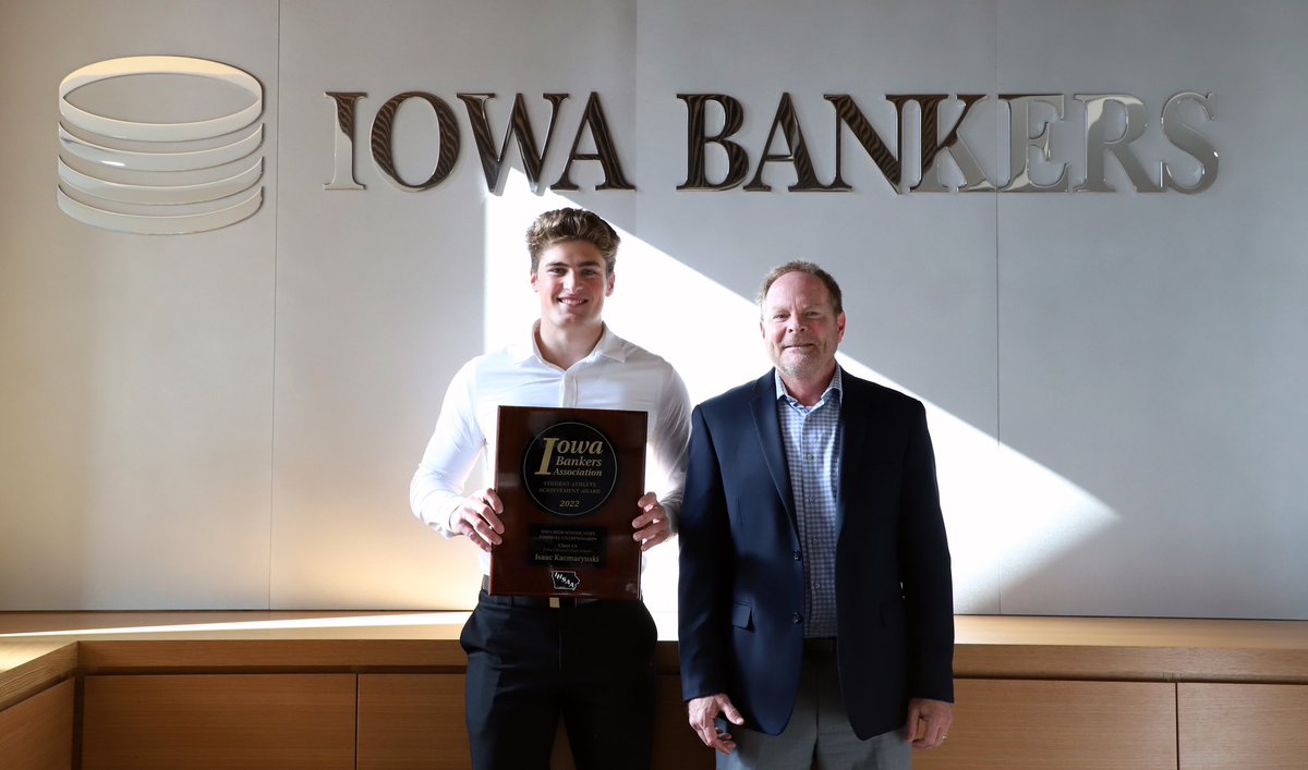 Congratulations to Isaac Kacmarynski! He is the 2022 Iowa Bankers Student Athlete Achievement Award Winner!

The award recognizes a student athlete who excels in the classroom and community as well as on the field.