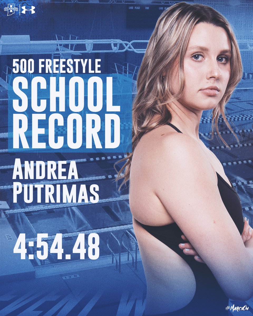 🚨SCHOOL RECORD SHATTERED🚨

Andrea Putrimas takes down the school record on her way to winning the 500 Freestyle event on Friday night at the Kansas Classic.

Her time tops the previous mark set by Sarah Moreau (4:55.43) back in 2019.

#MarchOn