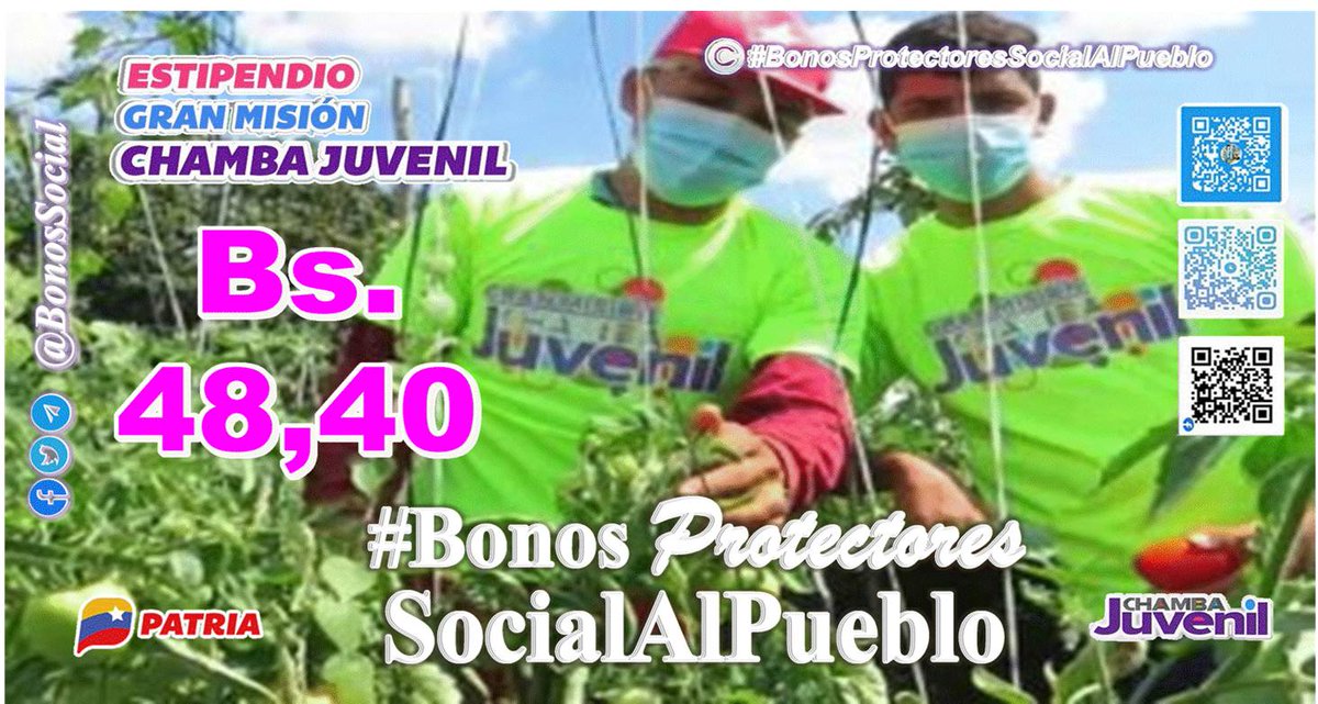 🖥️ #ENTÉRATE: En el día de hoy #18Nov el #SistemaPatria libero el pago del Estipendio de la Gran Misión #ChambaJuvenil enviado por nuestro Pdte. <a href="/NicolasMaduro/">Nicolás Maduro</a>.

<a href="/BonosSocial/">Bonos Protectores Social Al Pueblo</a> 
 #PueblosUnidosYVictoriosos