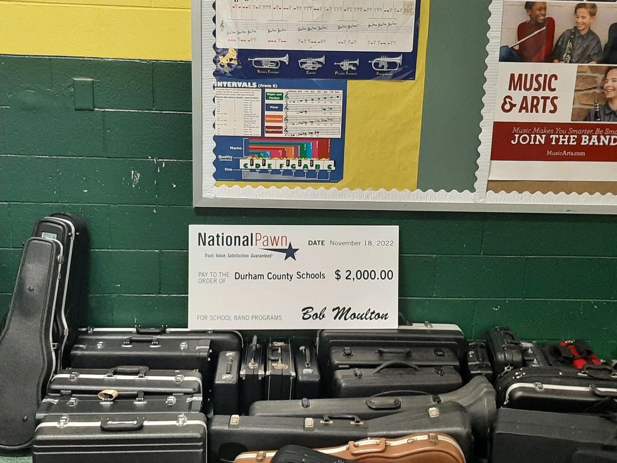HUGE thank you to former Neal student and CEO of National Pawn for donating to our band program! You made our students day! #WeAreNeal #ProtectTheNest #ANewEra @MrTCovington @cwbarringer @tawandahedgspe2 @ne1smilez @DJonesDPS @pmubenga