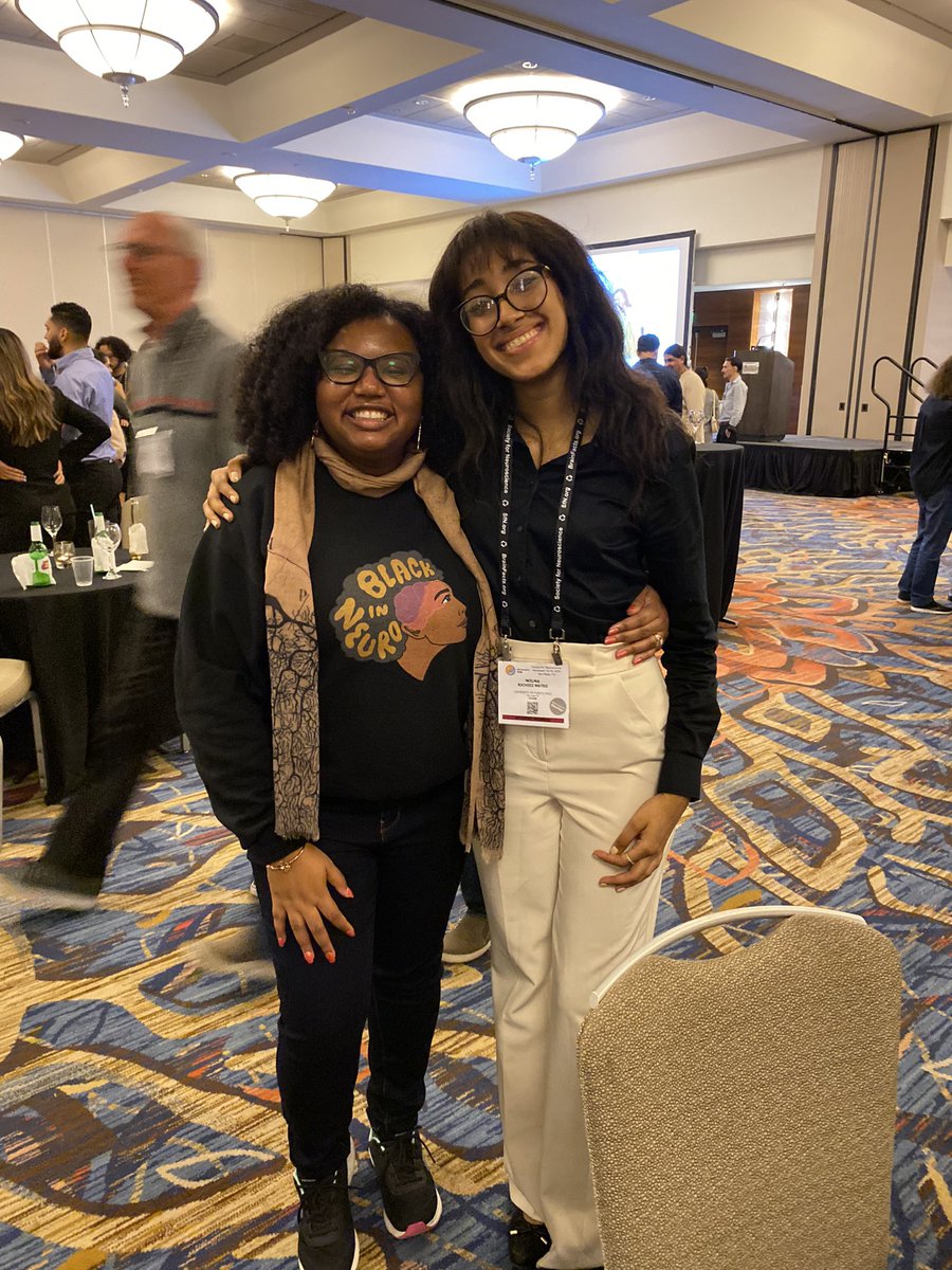 Did I just meet the founder of @BlackInNeuro, @TheRealDrDukes in #sfn2022 ???? Such a kind hearted person and one of my personal inspirations in neuro. I was extremely awkward but the joy I felt at the moment unmatched. Can’t wait to be someone like them in the future.