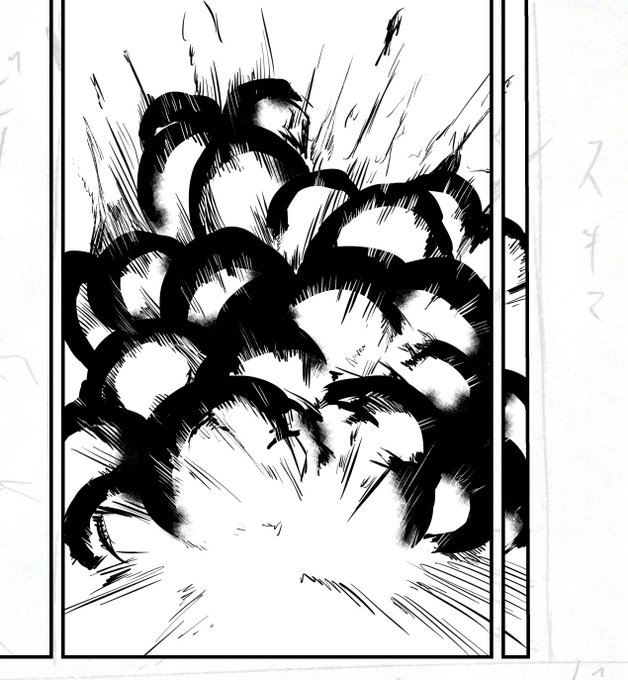なんか違うけど凝るのはここじゃないからこのままでいっかってなった数年ぶりに描いた爆発シーン 