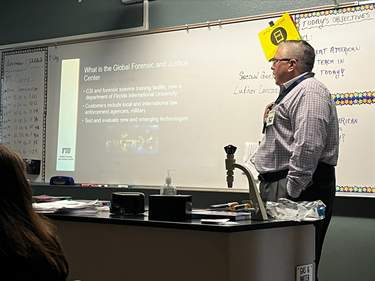 Another #GATI in the books. Love being able to teach the next generation about all the #ForensicScience advances happening right here at <a href="/FIU/">FIU</a>. #GreatAmericanTeachIn