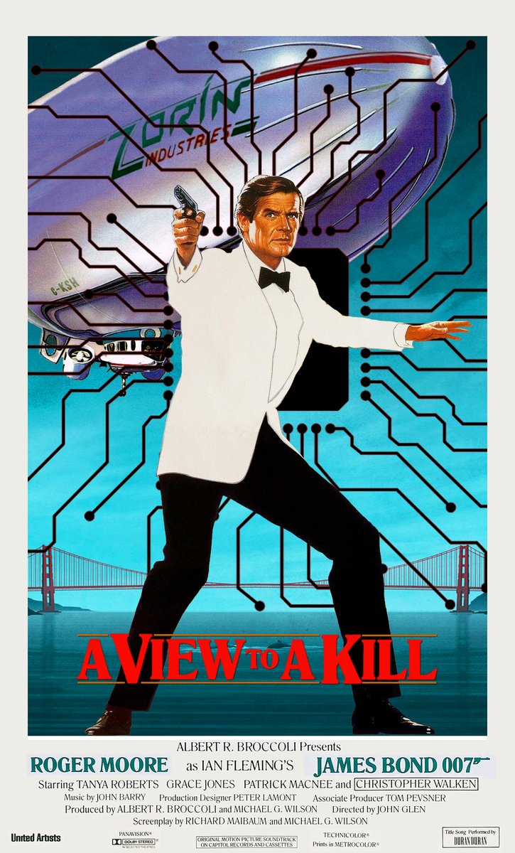 Doc_Personne's tweet photo. Here's my mashup poster from various artists for A View to a Kill 
#JamesBond #RogerMoore #aviewtoakill #1985 #eonproduction #CubbyBroccoli #AVTAK #mashup #JohnGlen https://t.co/1XoRrt3j8g