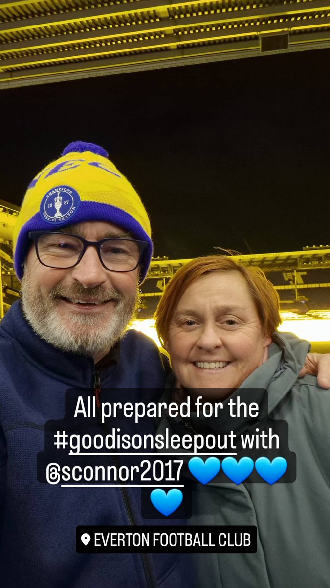 PSYCHOCOL's tweet photo. All set with the Mrs to experience the #goodisonsleepout in the Grand Old Lady for #Evertoninthecommunity https://t.co/wDjcHjpBMc