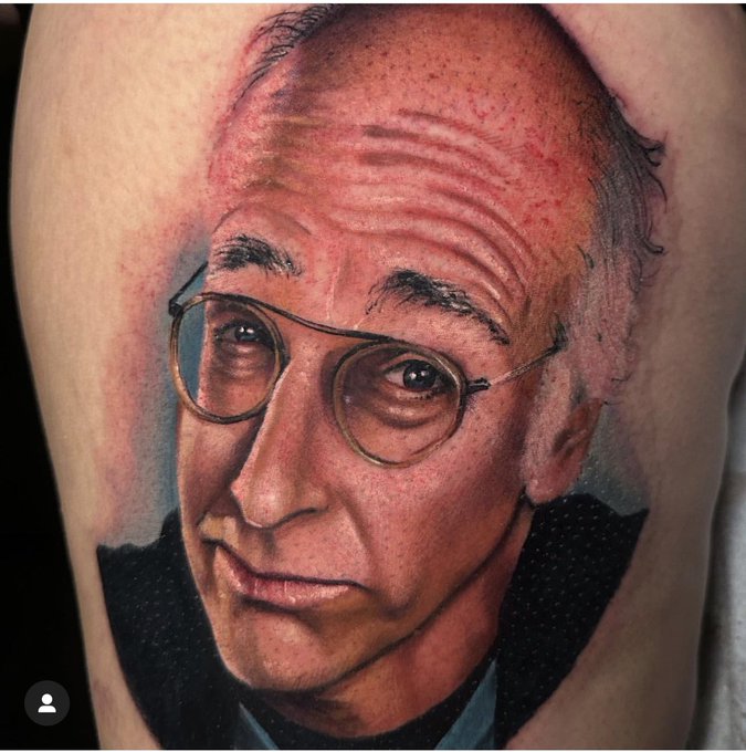 Larry David Portrait on my thigh done by @egherrera89 at Sleepy Hollow Tattoos in Fort Worth Texas #LarryDavid<a class="tags" target="_blank" title="On Twitter" href="/?out=eyJ0eXAiOiJKV1QiLCJhbGciOiJIUzUxMiJ9.eyJpYXQiOjE3MjAzNzg2NjEsImlzcyI6InR3cG9ybnN0YXJzLmNvbSIsIm5iZiI6MTcyMDM3ODY2MSwiZXhwIjoxNzUxOTE0NjYxLCJyZWRpcmVjdF91cmwiOiJodHRwczovL3R3aXR0ZXIuY29tL2VnaGVycmVyYTg5In0.ROBUwF6g1SmIhWG82OAPEMAoj0GUjSUDaxC7tk4argssnLPaO_vpE7dNdmGR3KGXQmFL_mRCCOESsSEUfmmuGQ">@egherrera89</a><a href="/tag/larrydavid"class="tags"><span>#larrydavid</span></a><a href="/tag/curbyourenthusiasm"class="tags"><span>#curbyourenthusiasm</span></a>