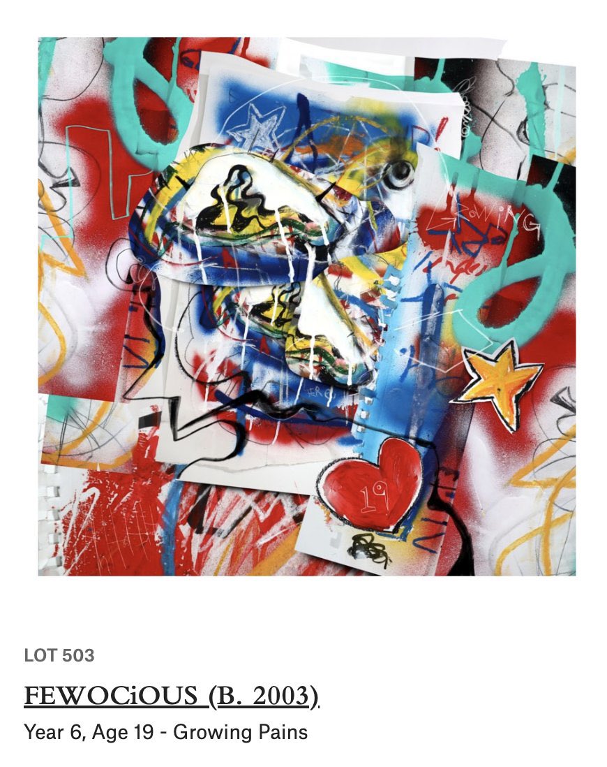 nowmedia's tweet photo. Auction results are in from @ChristiesInc!

@fewocious’ “Year 6, Age 19 - Growing Pains” sold for $200K

@lphaCentauriKid’s “The Muse” sold for $85K

Congrats to both artists! 👏 https://t.co/fwR4IdNxzD
