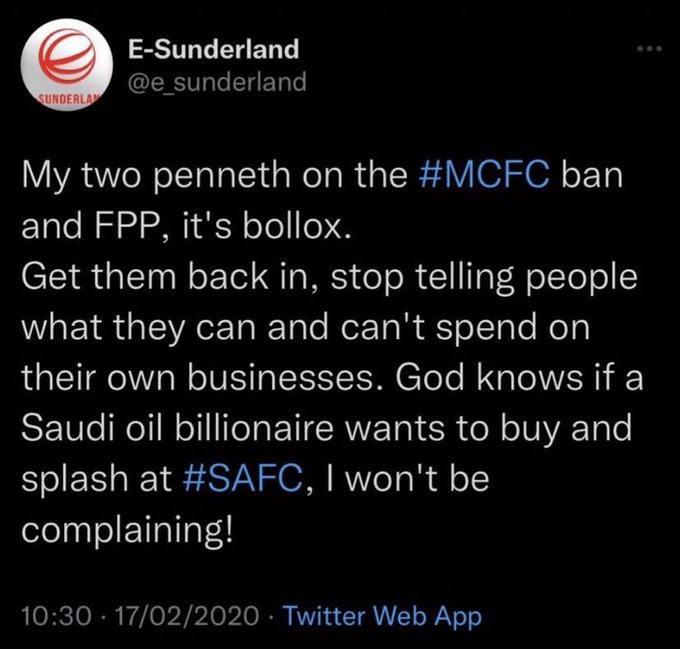 Mojo293's tweet photo. Below, the opinion of every mackem moral crusader prior to 7th October 2021. #Hypocrits #Jealous #Fewm #FewminRights #NUFC https://t.co/uJymfcs2Dq