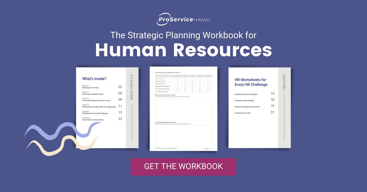 ProServiceHI's tweet image. 2023 is only a few short weeks away, so download our HR Workbook to reflect on this past year and ensure you're set up for success in 2023: hubs.la/Q01sK3wz0

#ProServiceHawaii #HR #HawaiiBusiness #StrategicPlanning #2023Planning #HRWorkbook