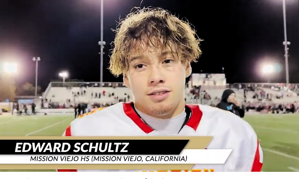 Video: WR Edward Schultz talks Colorado, standout performance:
Click here: bit.ly/3Gp8TPz
Schultz had his breakout performance of the season last Friday to help Mission Viejo advance in the playoffs.