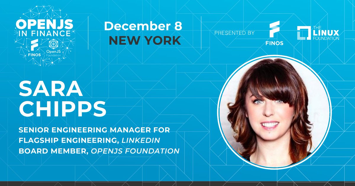 Join us for OpenJS in Finance on December 8! OpenJS Board Director @SaraJChipps from @LinkedIn is sharing how to get energized by the bureaucracy of OSS through governance models that keep the engine going. More details here 👉 hubs.la/Q01sK6C50