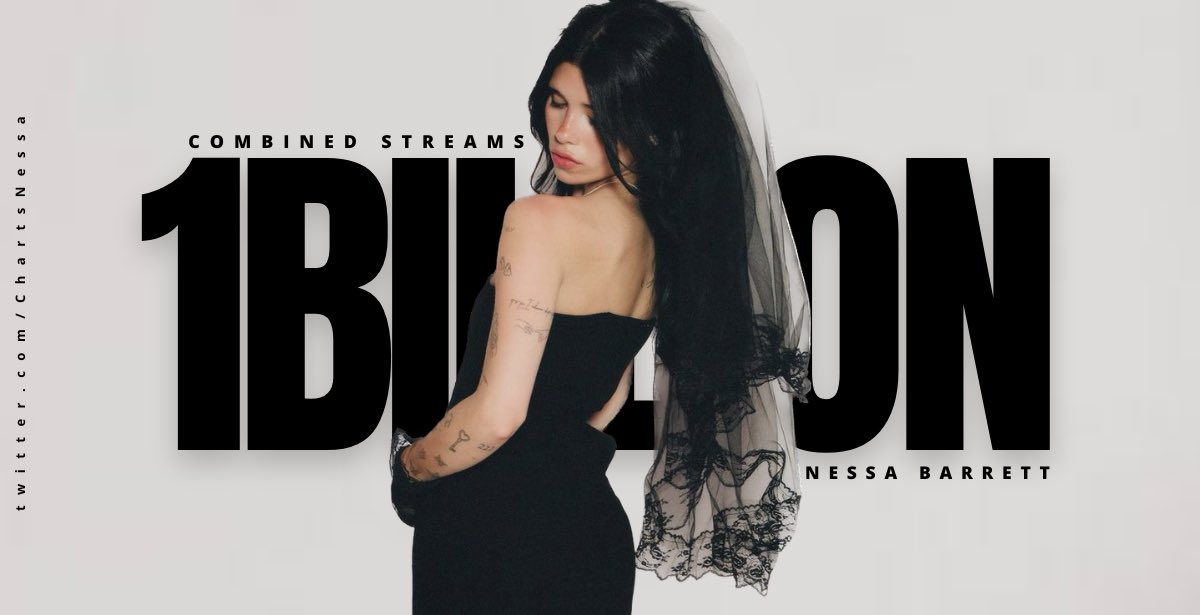 ChartsNessa's tweet image. @nessabarrett&apos;s songs has surpassed 1 BILLION combined streams. 🤍