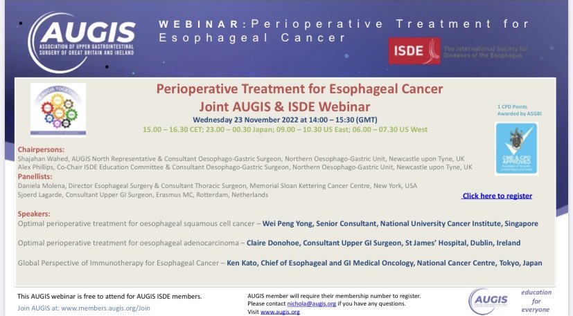 Prof Alexander Phillips (@alexwphillips7) on Twitter photo Fanatic webinar next week on periop management of #oesophagealcancer with terrific speakers <a href="/Daniela_Molena/">Daniela</a> <a href="/ClaireDonohoe6/">Claire Donohoe</a> <a href="/KEN_K_/">Ken Kato</a> , Sjoerd Lagarde and Wei Peng Yong <a href="/ISDE_net/">ISDE.net</a> @augis <a href="/roux_group/">The Roux Group</a> Fanatic webinar next week on periop management of #oesophagealcancer with terrific speakers <a href="/Daniela_Molena/">Daniela</a> <a href="/ClaireDonohoe6/">Claire Donohoe</a> <a href="/KEN_K_/">Ken Kato</a> , Sjoerd Lagarde and Wei Peng Yong <a href="/ISDE_net/">ISDE.net</a> @augis <a href="/roux_group/">The Roux Group</a>