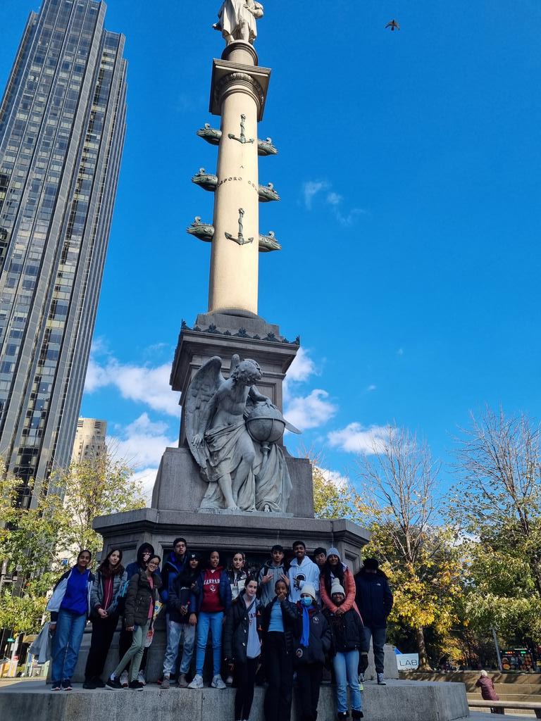 The crew at the Christopher Columbus monument