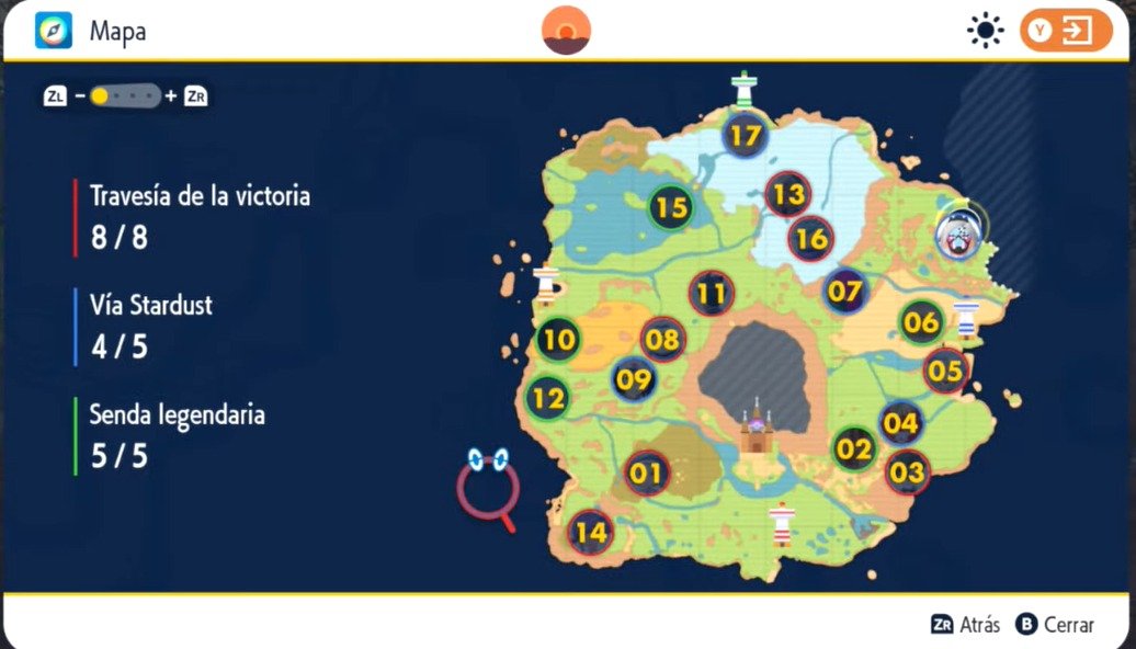 Orden recomendado a seguir por el mapa de Pokémon Escarlata y