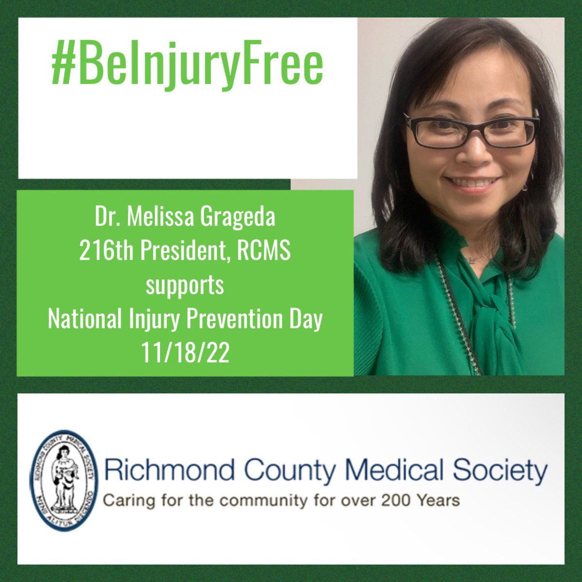Melissa Grageda, MD (@drmgrageda) on Twitter photo I am wearing green today to support National Injury Prevention Day! #BeInjuryFree #NationalInjuryPreventionDay #NIPD #advocate #richmondcountymedicalsociety RT <a href="/rcmsny/">Richmond County MS</a> <a href="/NYSAAPCH3/">NYS AAP - Chapter 3</a> <a href="/salvolpe/">Sal Volpe</a> <a href="/ParagMehta6/">Parag Mehta MD MACP</a> <a href="/Johnmaesemd/">John Maese</a> @mssnytweet <a href="/jgcpps/">Joseph G Conte, PhD</a> I am wearing green today to support National Injury Prevention Day! #BeInjuryFree #NationalInjuryPreventionDay #NIPD #advocate #richmondcountymedicalsociety RT <a href="/rcmsny/">Richmond County MS</a> <a href="/NYSAAPCH3/">NYS AAP - Chapter 3</a> <a href="/salvolpe/">Sal Volpe</a> <a href="/ParagMehta6/">Parag Mehta MD MACP</a> <a href="/Johnmaesemd/">John Maese</a> @mssnytweet <a href="/jgcpps/">Joseph G Conte, PhD</a>