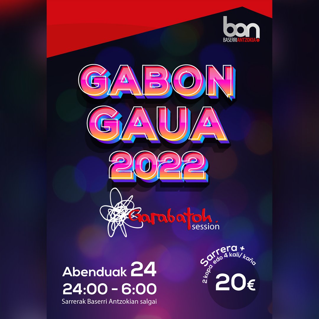 Gabon gauerako jai ezin hobea prestatu dizuegu! Etorri giro onenean ondo pasatzera. 20€ tan ditugu sarrerak salgai Baserri antzokiko barran. Ez galdu zure aukera! #gabongaua #jaia #Derio #txorierri #garabatho
#DJ