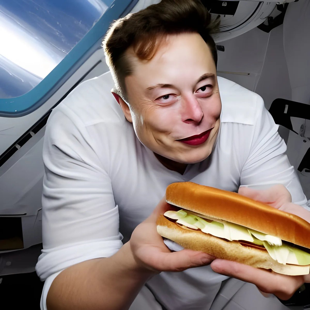LRBitisnot's tweet photo. ๐Dearest @elonmusk. In response to Twitter's #NegativeTweet policy now suppressing content from my book, "#FullDashclosure, Awakening from the human exploitation of DoorDash #Singularity," please view this #PositiveTweet in which you're blissfully eating a sandwich in space.๐ https://t.co/PvwSXEY46G
