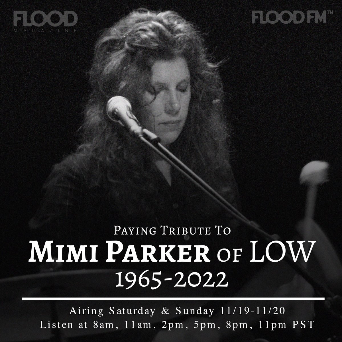 This weekend on <a href="/FLOODFM/">FLOOD FM</a> we are celebrating the mesmerizing talent and life of <a href="/lowtheband/">LOW</a>'s Mimi Parker. We are heartbroken yet so grateful for the three decades of incredible music left behind. 

Listen here: floodfm.com