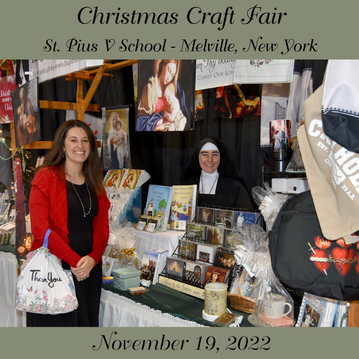 Join Us Tomorrow - Christmas Craft Fair (9:00 a.m. - 4:00 p.m.)

#DaughtersofMary #DaughtersofMaryPress #ReligiousSisters #CatholicEductation #CatholicGifts