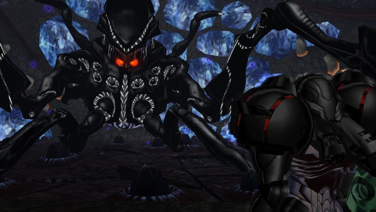 MetroidLogbook's tweet photo. Metroid Prime was the source of the Phazon on Tallon IV, making it very powerful. The exoskeleton is virtually impenetrable, but a genetic flaw makes it susceptible to certain weapons for brief periods. Its strength and barbed carapace make it lethal in melee combat.

#Metroid https://t.co/I3qK8zjcIV