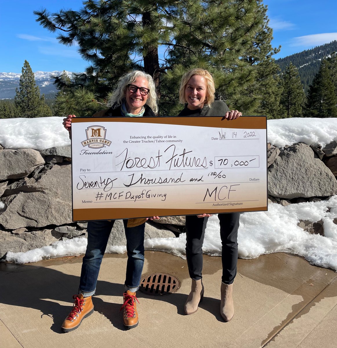 Thank you to the <a href="/MartisCamp/">Martis Camp</a> Foundation for supporting Forest Futures with a $70,000 donation! It is an honor to grow our long-standing partnership and collaborate to keep our forests healthy. Check out more of their community giving in <a href="/SierraSunNews/">Sierra Sun</a>: bit.ly/3EHDrLa