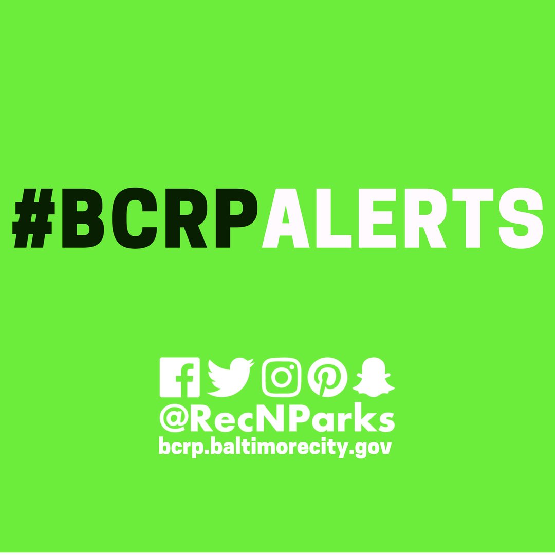 Baltimore Rec & Parks (@RecNParks) on Twitter photo 2022-11-18 22:08:24 #BCRPAlerts (11/18): Due to maintenance issues, Coldstream, JD Gross, Northwood, and Roosevelt recreation centers will close today at 6PM. The Carrie Murray Nature Center will be closed tomorrow (11/19). #BCRPAlerts (11/18): Due to maintenance issues, Coldstream, JD Gross, Northwood, and Roosevelt recreation centers will close today at 6PM. The Carrie Murray Nature Center will be closed tomorrow (11/19).