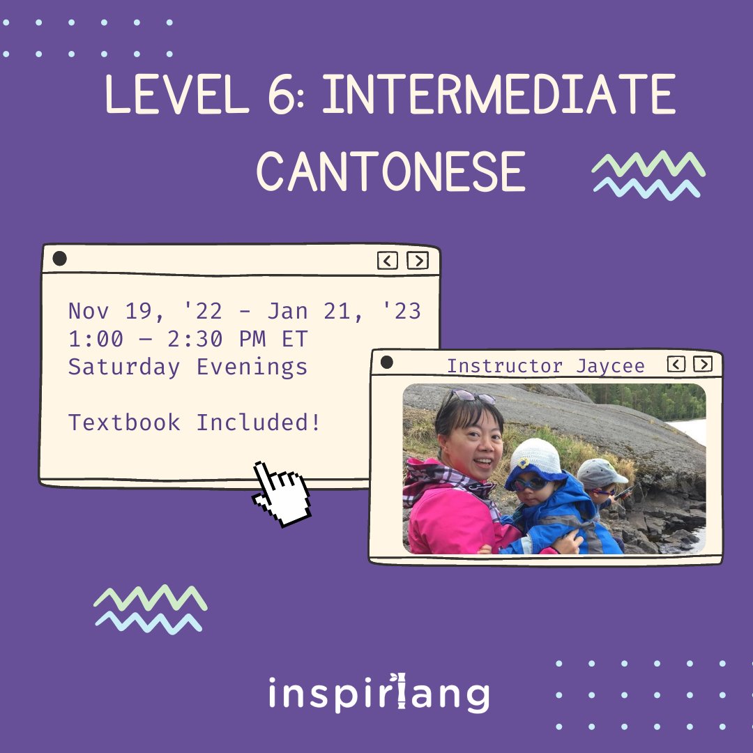 InspirLang's tweet photo. ❄️ Winter Cantonese classes are here! Take our Zoom class from while still feeling cozy at your own place! Register now at https://t.co/jOZUoYvIzr!
#cantonese #cantoneseclass #學廣東話 #廣東話 #learncantonese #studycantonese https://t.co/h9okPcD0PH
