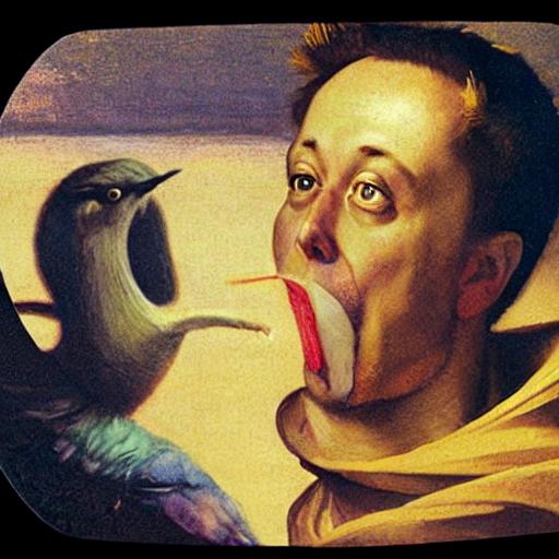 siestapeople's tweet photo. All I have to say is, I wanted the LensAI to show me a pic of Elon eating a bird and instead it came up with this, and I think technology is beautiful, and people resisting exploitation even more so. Can't wait for us all to be on @lensprotocol instead https://t.co/0229FL1hvF https://t.co/Bs7Jttbsmy