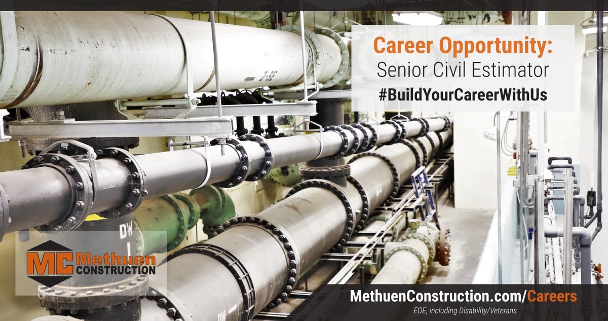 MethuenConst's tweet image. Do you want to be a part of our Estimating team? We&apos;re currently looking for a Senior Civil Estimator! Apply online today bit.ly/2Yu47gh. Interested in other opportunities? Check out our open positions at methuenconstruction.com/careers #BuildYourCareerWithUs #CivilEstimator