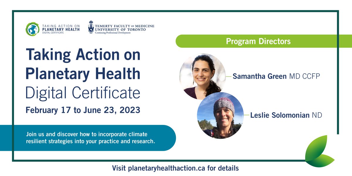 uoftcpd's tweet photo. Registration is now open for Taking Action on Planetary Health starting Feb 2023. 🌎🍃

Learn more: https://t.co/cqZaqnZYli

#climatechange #planetaryhealth #medicine https://t.co/aRipr2ZdOO