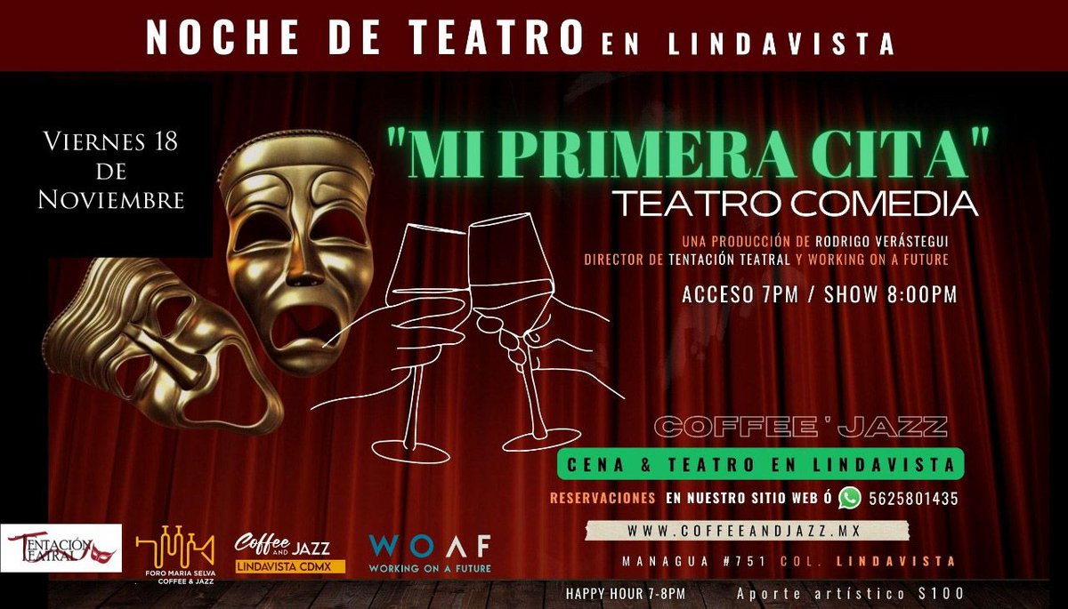 Cinespoilers, tenemos pases dobles para que disfruten de #MiPrimeraCita hoy a las  8pm en #CoffeeandjazzLindavista. (Managua 751 col Lindavista)

Da RT y fav 
Escribe tu nombre completo