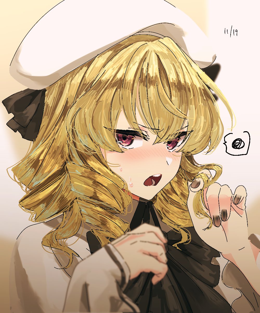 luna child 1girl blonde hair hat solo open mouth drill hair blush  illustration images