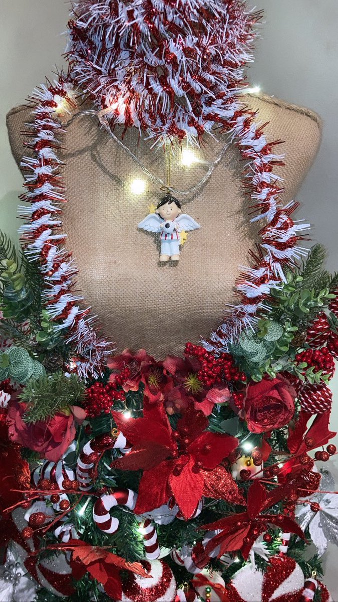helafos's tweet photo. Marilyn the mannequin Christmas tree theme is red &amp; white this year in loving memory of Bradley lowery 
The Bradley bauble takes pride of place ❤️

#STID 
#redandwhitearmy 
#Sunderland 
#bradleylowery 
#redandwhitechristmas https://t.co/GneuH2roR5