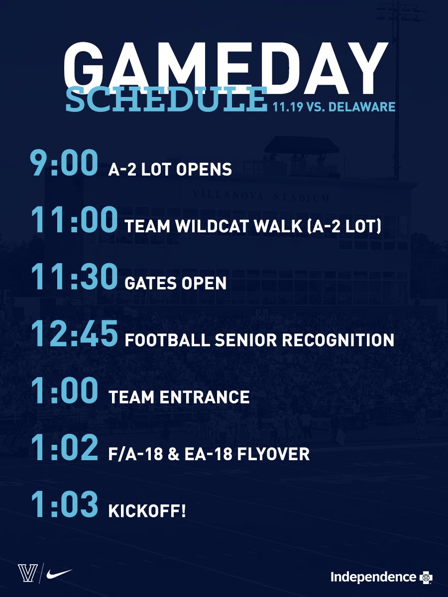 NovaFootball's tweet photo. Tomorrowβs GAMEDAY Schedule:
#BattleoftheBlue #TapTheRock https://t.co/7PIoGpcRIE