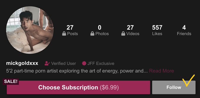 Some of my videos are now free to watch on JFF! Just click the 'Follow' button and watch my free videos