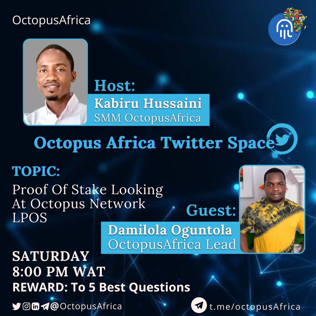 Elioraheth's tweet photo. Join our upcoming #TwitterSpace
session to learn about LPoS
#LeasedProofOfStake on @oct_network
🗓 DATE:Sat. 18th November
⏰ TIME:8:00 PM WAT
💰 Reward in $$ to best 5 questions during live session🤑
🐦 TwitterSpace link▶️ https://t.co/IhBuad58Ea
#Web3 #OCT🐙 #NEAR #Cryptonews https://t.co/tQvfjUOUfl